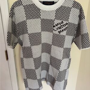Louis Vuitton Marque LV Depose Checkered Black and White T-Shirt